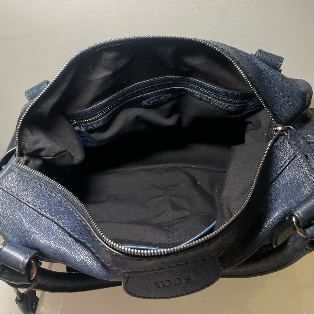 TOD’S bensenville pebbled leather designer handbag made in italy - Picture 12 of 15